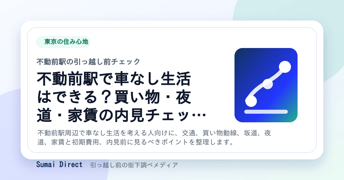 不動前駅で車なし生活はできる？買い物・夜道・家賃の内見チェックの要点をまとめたSumai Directの街下調べ画像