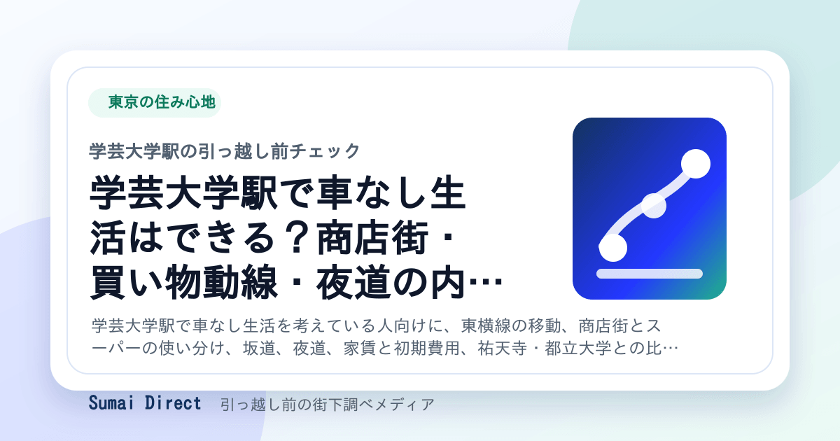 学芸大学駅で車なし生活はできる？商店街・買い物動線・夜道の内見チェックの要点をまとめたSumai Directの街下調べ画像