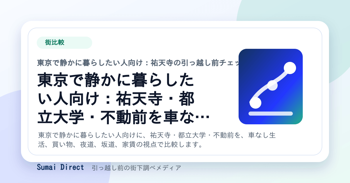 東京で静かに暮らしたい人向け：祐天寺・都立大学・不動前を車なし生活で比較の要点をまとめたSumai Directの街下調べ画像