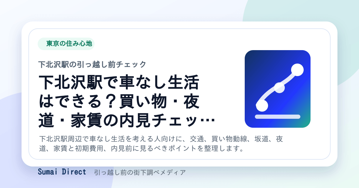下北沢駅で車なし生活はできる？買い物・夜道・家賃の内見チェックの要点をまとめたSumai Directの街下調べ画像