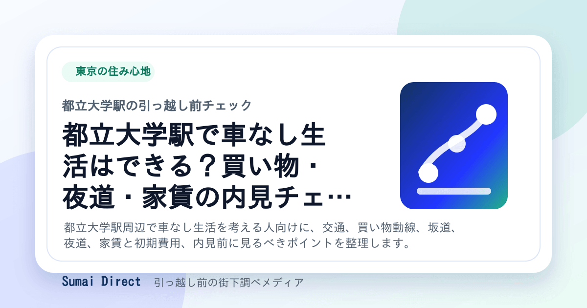 都立大学駅で車なし生活はできる？買い物・夜道・家賃の内見チェックの要点をまとめたSumai Directの街下調べ画像