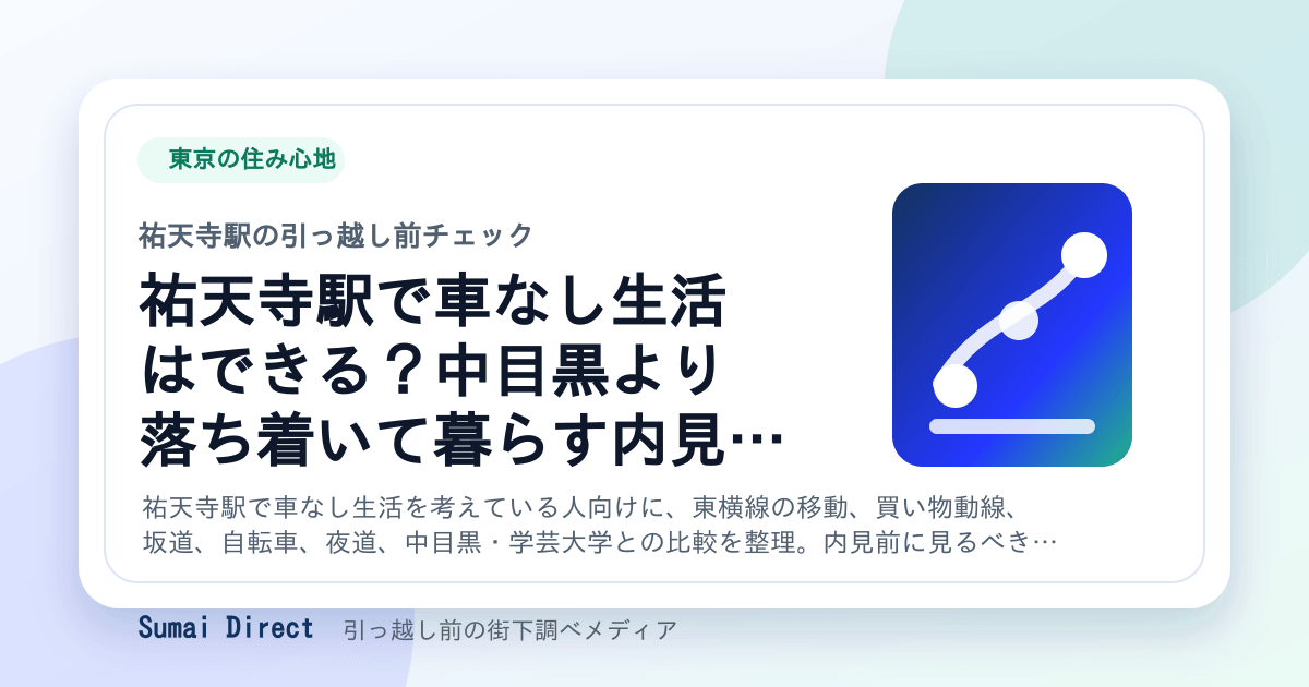 祐天寺駅で車なし生活はできる？中目黒より落ち着いて暮らす内見チェックの要点をまとめたSumai Directの街下調べ画像